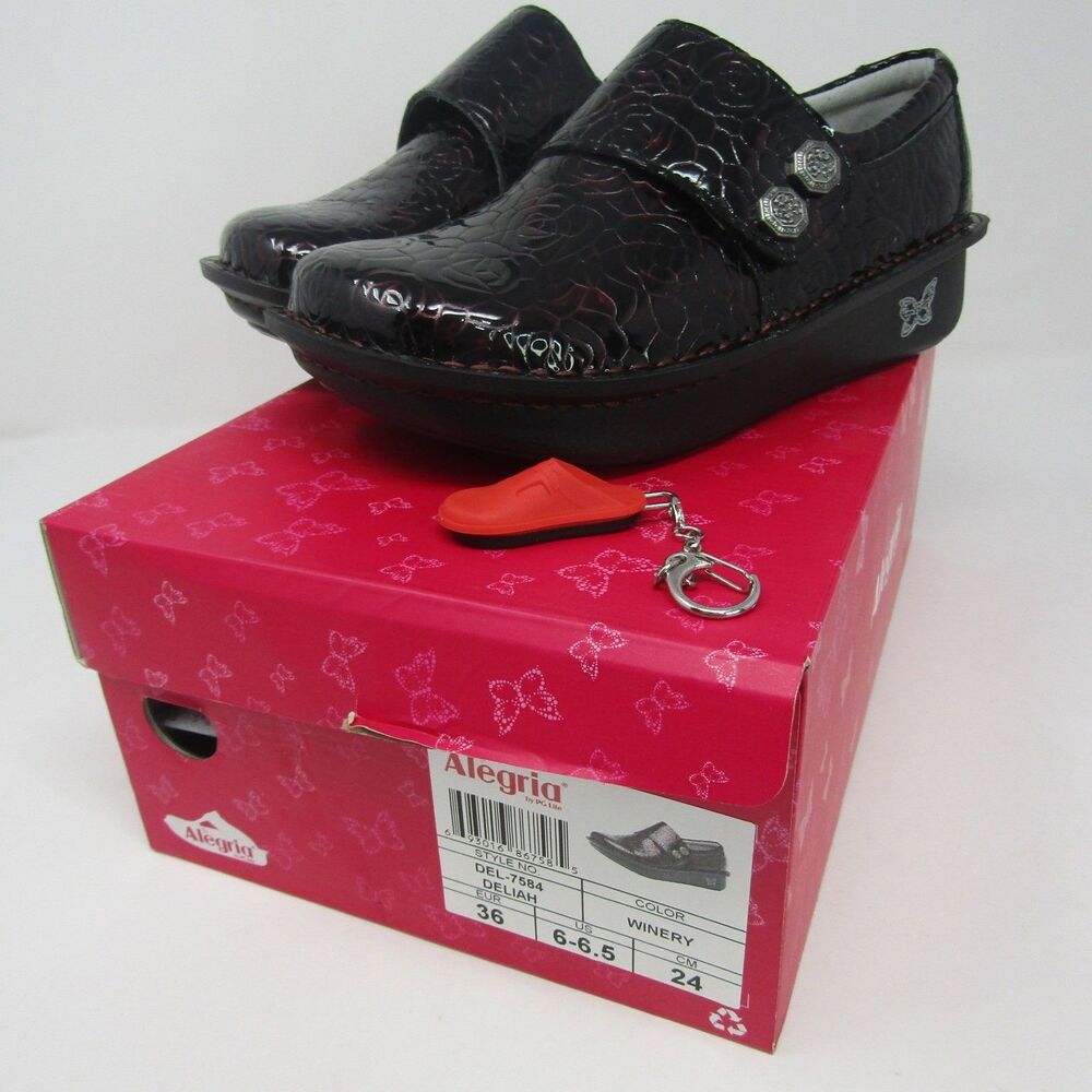 Alegria Deliah Winery Patent Leather Comfort Mary Jane Shoes Women's US 6-6.5 EU